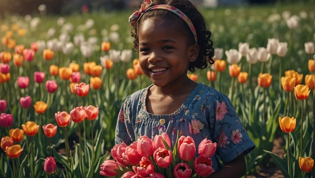 ai generated, little girl, tulips-8678778.jpg